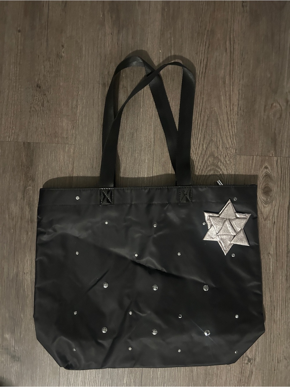 Bath & Body Works Rhinestone Studs Nylon Tote Bag with Silver Star Accent